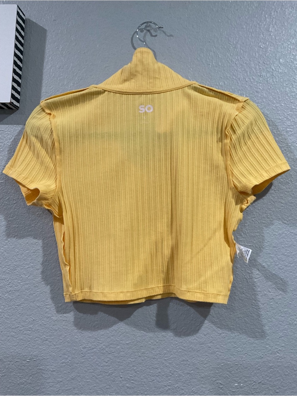 SO Yellow Ribbed Collared Crop Top - Picture 5 of 5